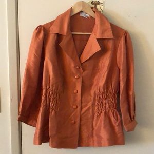 Orangey gold button down top